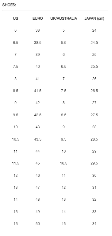 Johnston and murphy sales shoe sizing